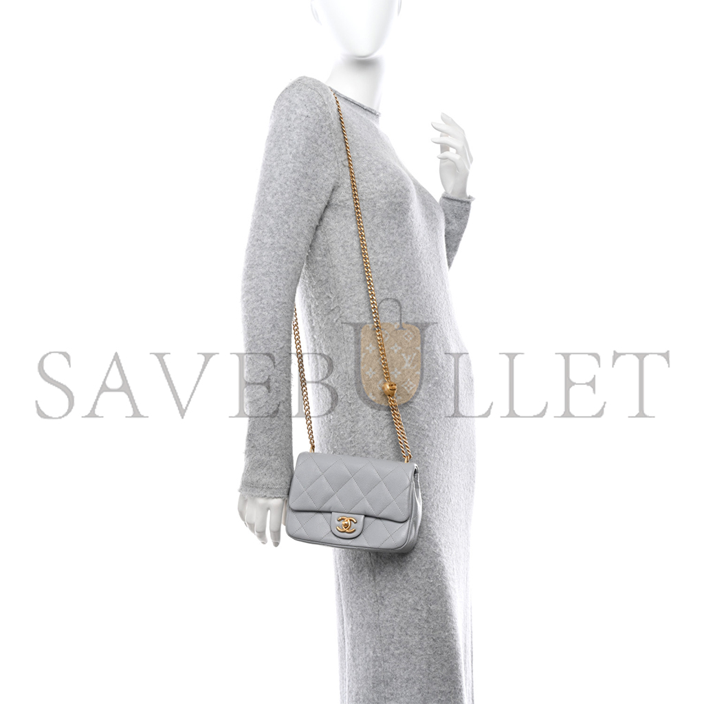 CHANEL CAVIAR QUILTED MINI SWEETHEART FLAP GREY (20*14*8cm)